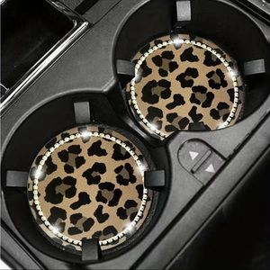 2 Piece Leopard Car Cup Coasters